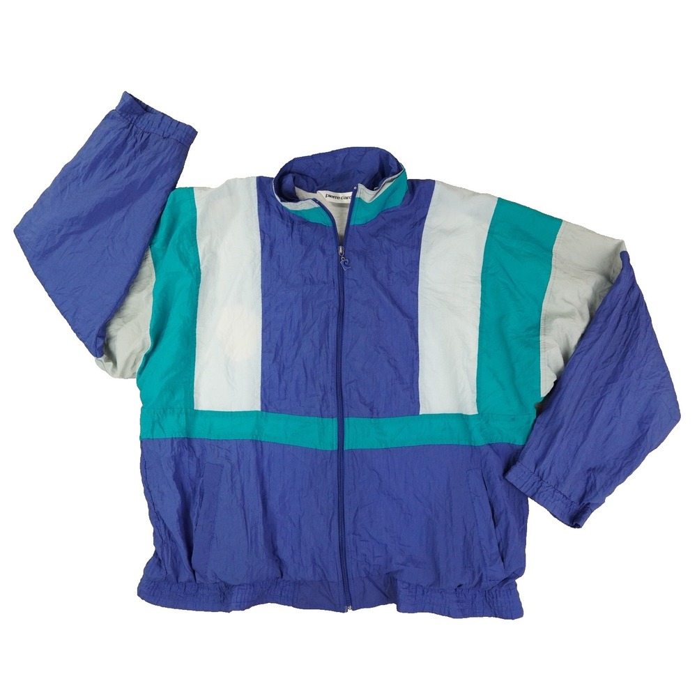 Pierre Cardin Vintage 80s Blue Colorblock Track Jacket Men's XL Retro Athleisure